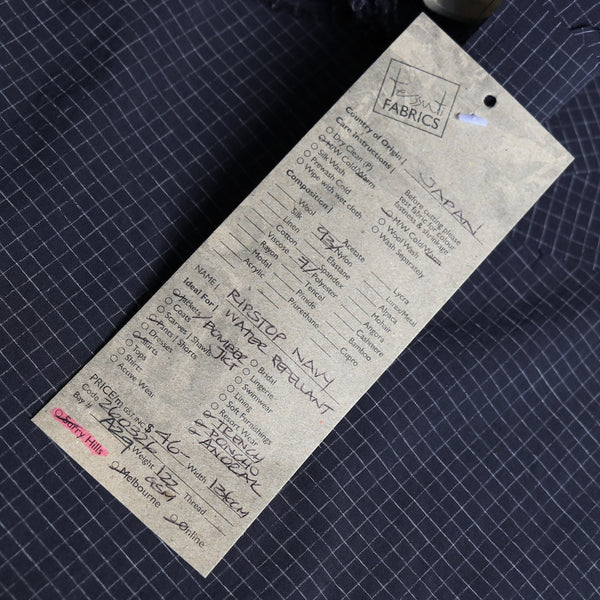 Last Chance of Ripstop Navy - Water Repellent