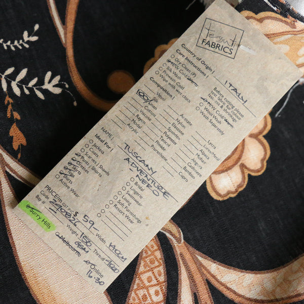 Tuscany Adventure Nero Printed Linen