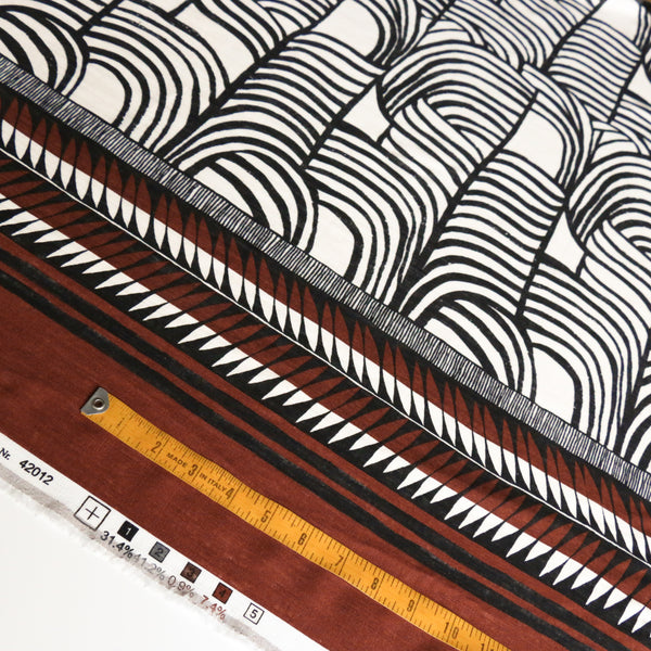 Tribu Stripe Border Print  Printed Linen