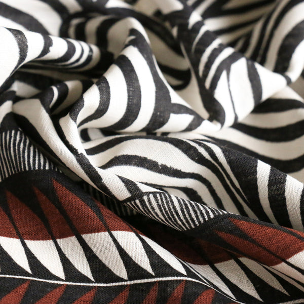 Tribu Stripe Border Print  Printed Linen