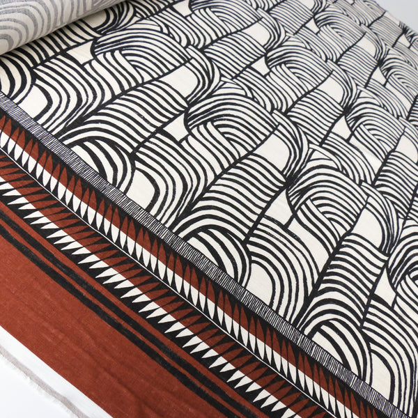 Tribu Stripe Border Print  Printed Linen