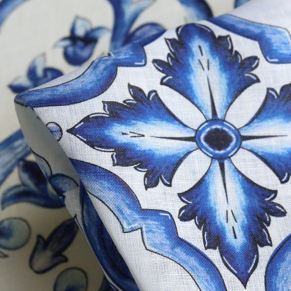 Taormina Blue Printed Linen