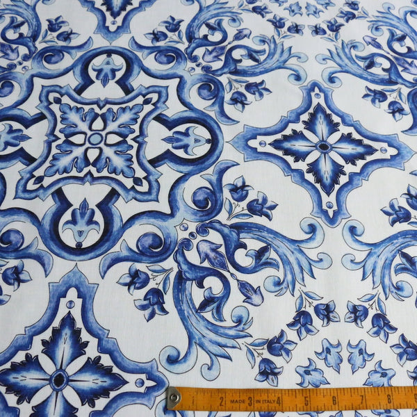 Taormina Blue Printed Linen