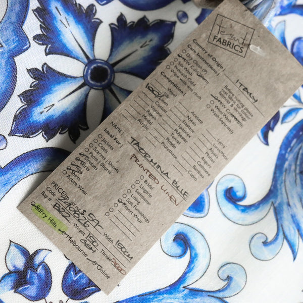 Taormina Blue Printed Linen