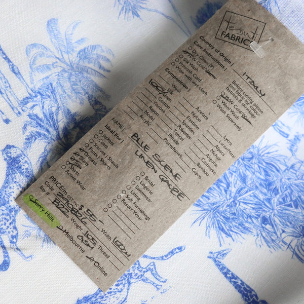 Blue Scene Linen Gauze