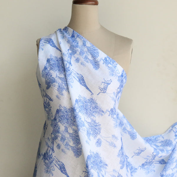 Blue Scene Linen Gauze