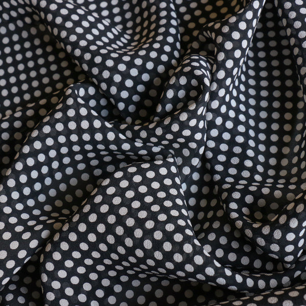 Pois Nero Silk Georgette