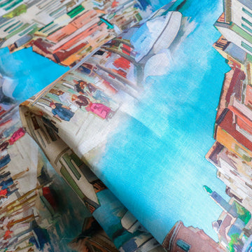 View Of Venice Printed Linen
