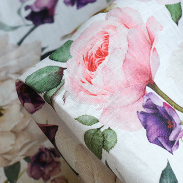 Tea Rose Garden Printed Linen