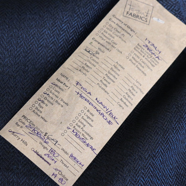 Pisa Navy/Black Herringbone Linen