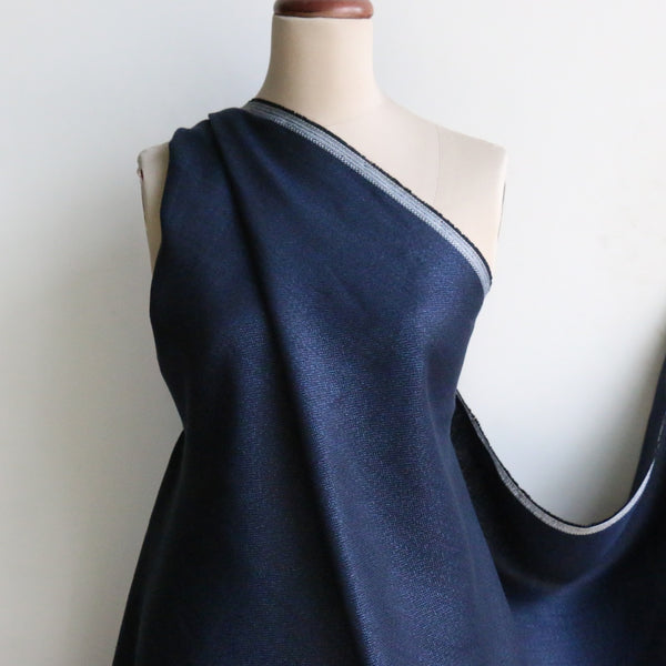 Pisa Navy/Black Herringbone Linen