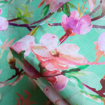 Summer Day Blossom Printed Linen