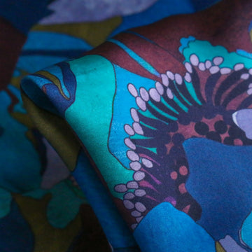 Peony Parade Blue/Plum - Liberty Belgravia Silk Satin