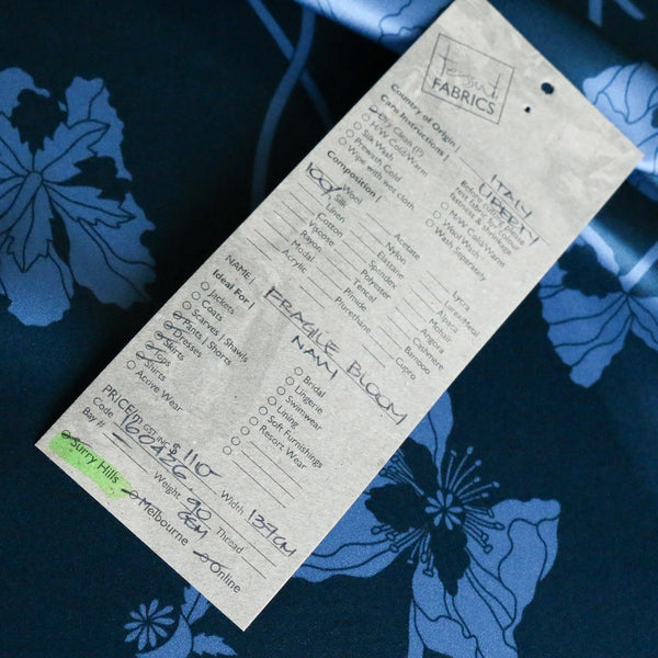 Fragile Bloom Navy - Liberty Belgravia Silk Satin