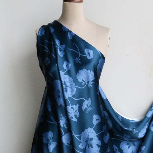 Fragile Bloom Navy - Liberty Belgravia Silk Satin