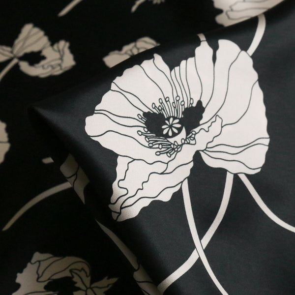 Fragile Blooms Black - Liberty Belgravia Silk Satin