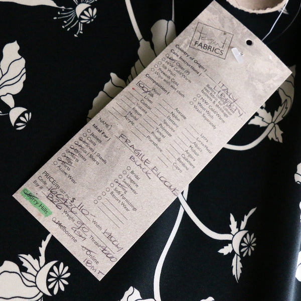 Fragile Blooms Black - Liberty Belgravia Silk Satin