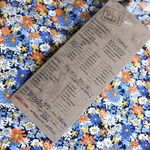 Fiori Blue Linen/Cotton