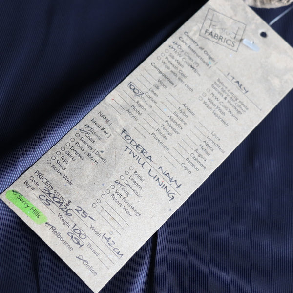 Fodera Navy Twill Lining