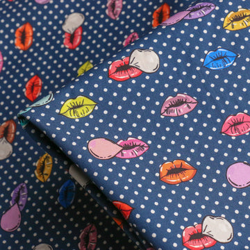 Candy Navy/Spot Cotton Shirting