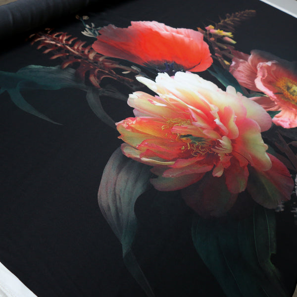 Ebon Grove Black Silk Satin - Panel Print