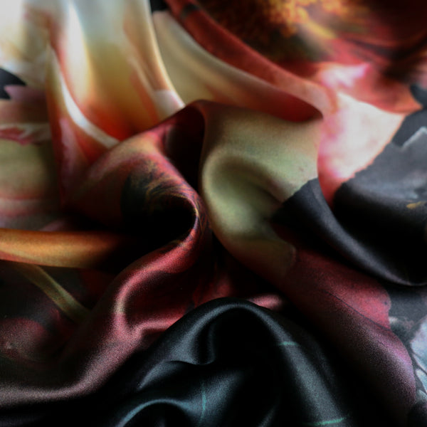 Ebon Grove Black Silk Satin - Panel Print