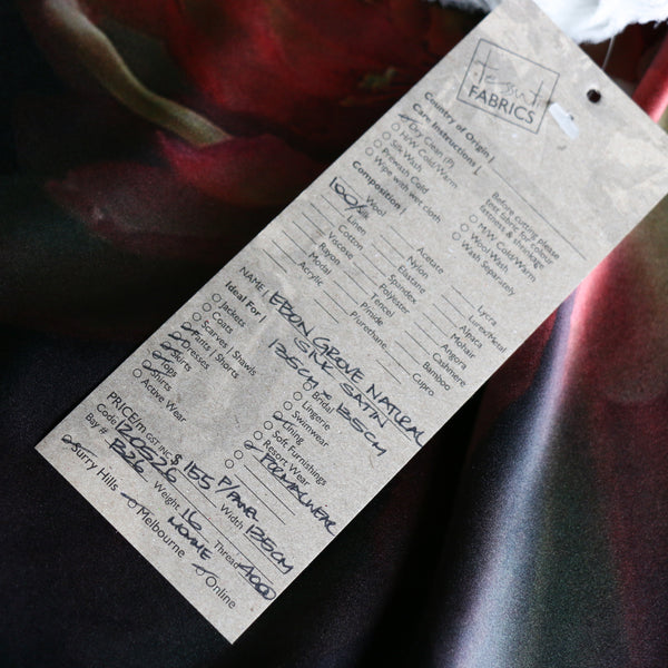 Ebon Grove Black Silk Satin - Panel Print