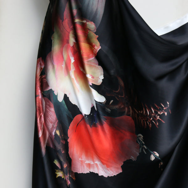 Ebon Grove Black Silk Satin - Panel Print