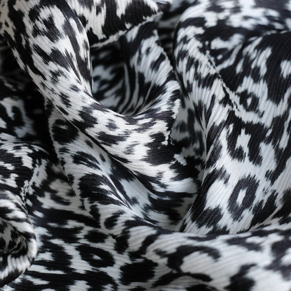 Nero Satin Leopard Crinkle Silk