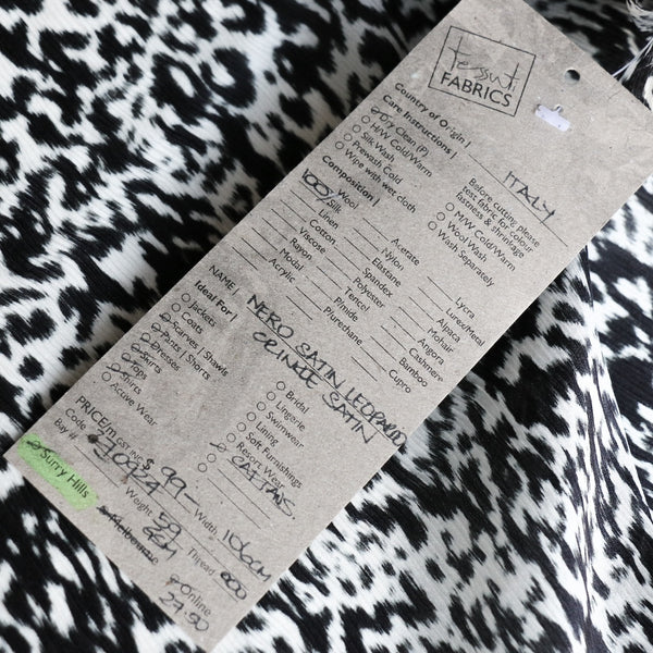 Nero Satin Leopard Crinkle Silk