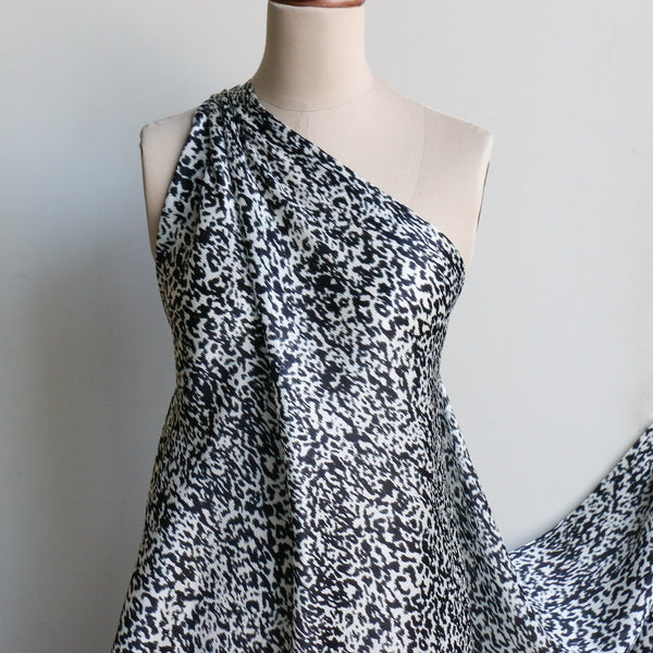 Nero Satin Leopard Crinkle Silk