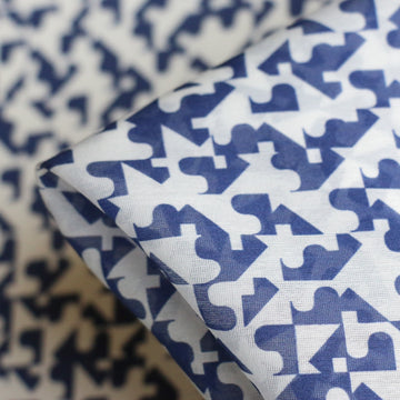 Geomania Blu Cotton/Silk Voile