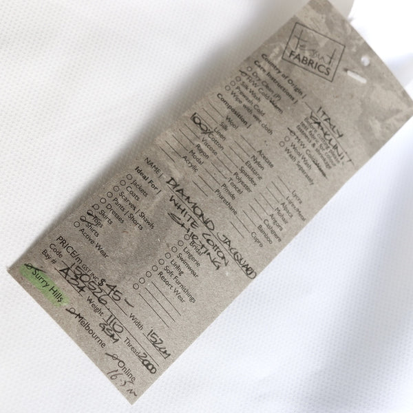 Diamond Jacquard White Cotton Shirting