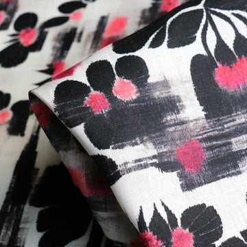 Sakura Noir Printed Linen