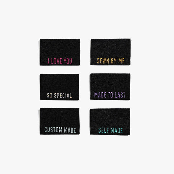 Metallic Side Seams Mixed Quotes- Black - KATM Labels