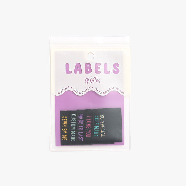 Metallic Side Seams Mixed Quotes- Black - KATM Labels