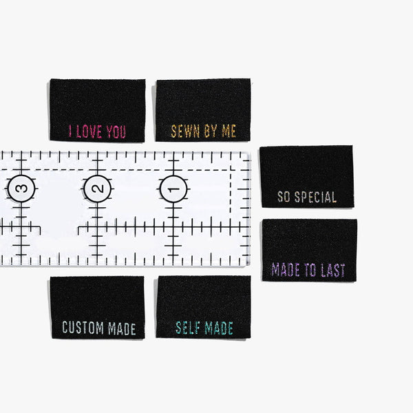 Metallic Side Seams Mixed Quotes- Black - KATM Labels
