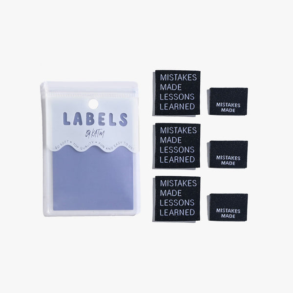 KATM Woven Labels - Mistakes Made Lessons Learned - Woven Sewing Labels 6 Pack
