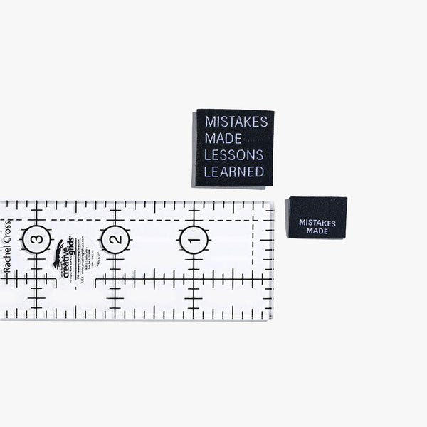 KATM Woven Labels - Mistakes Made Lessons Learned - Woven Sewing Labels 6 Pack