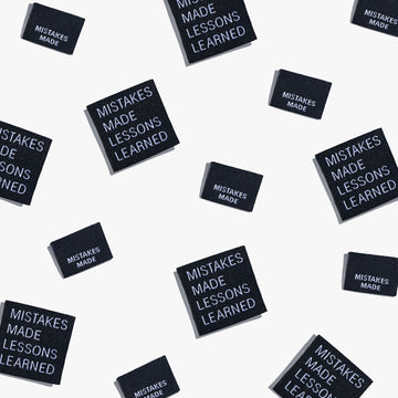 KATM Woven Labels - Mistakes Made Lessons Learned - Woven Sewing Labels 6 Pack