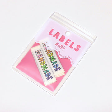 KATM Woven Labels - "Handmade" Rainbow - woven sewing labels 6 Pack