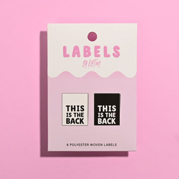 KATM Woven Labels - "THIS IS THE BACK" - woven sewing labels 6 Pack