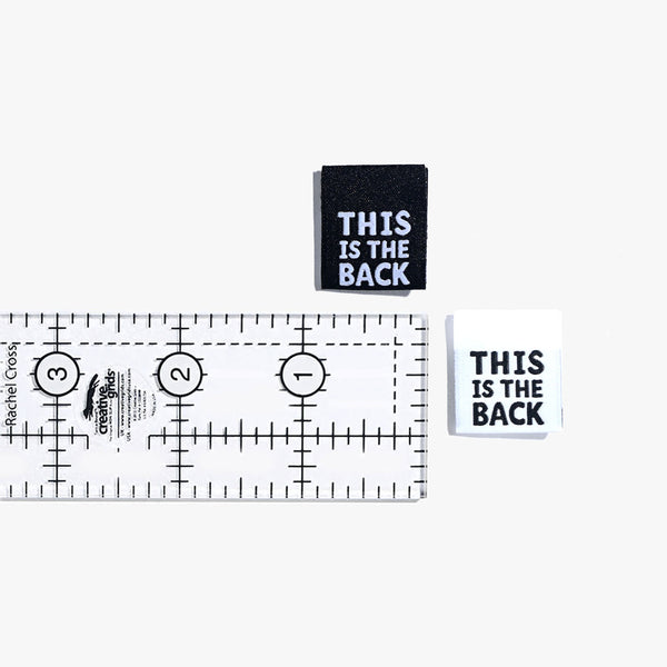 KATM Woven Labels - "THIS IS THE BACK" - woven sewing labels 6 Pack