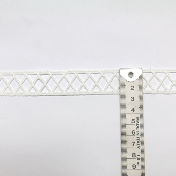 Insertion Guipure Diamond Trim - White - 20mm