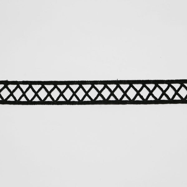 Insertion Guipure Diamond Trim - Black - 20mm