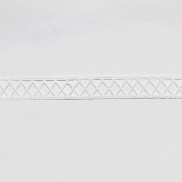 Insertion Guipure Diamond Trim - White - 20mm
