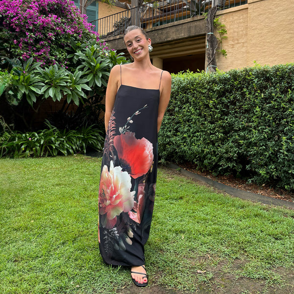 Ebon Grove Black Silk Satin - Panel Print