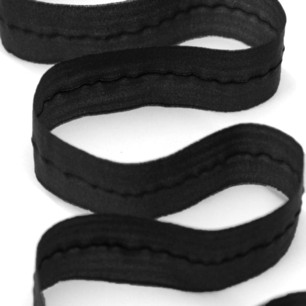 24mm Mousseline Fold Over Elastic - Black