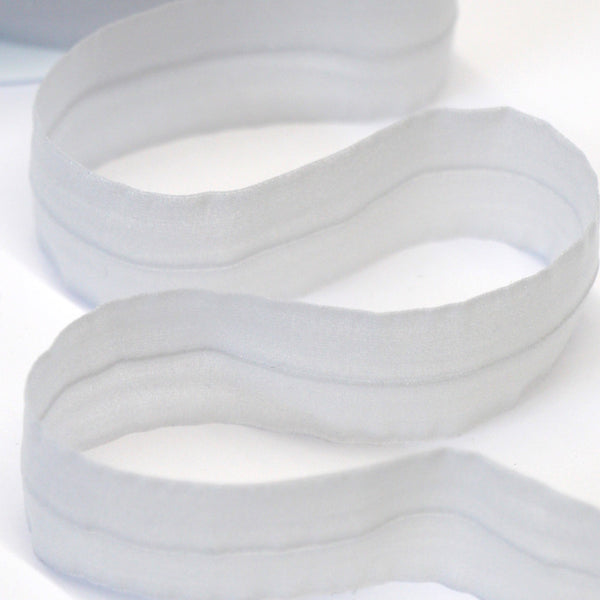 24mm Mousseline Fold Over Elastic - Silver Grey