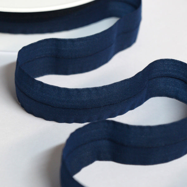 24mm Mousseline Fold Over Elastic - Navy